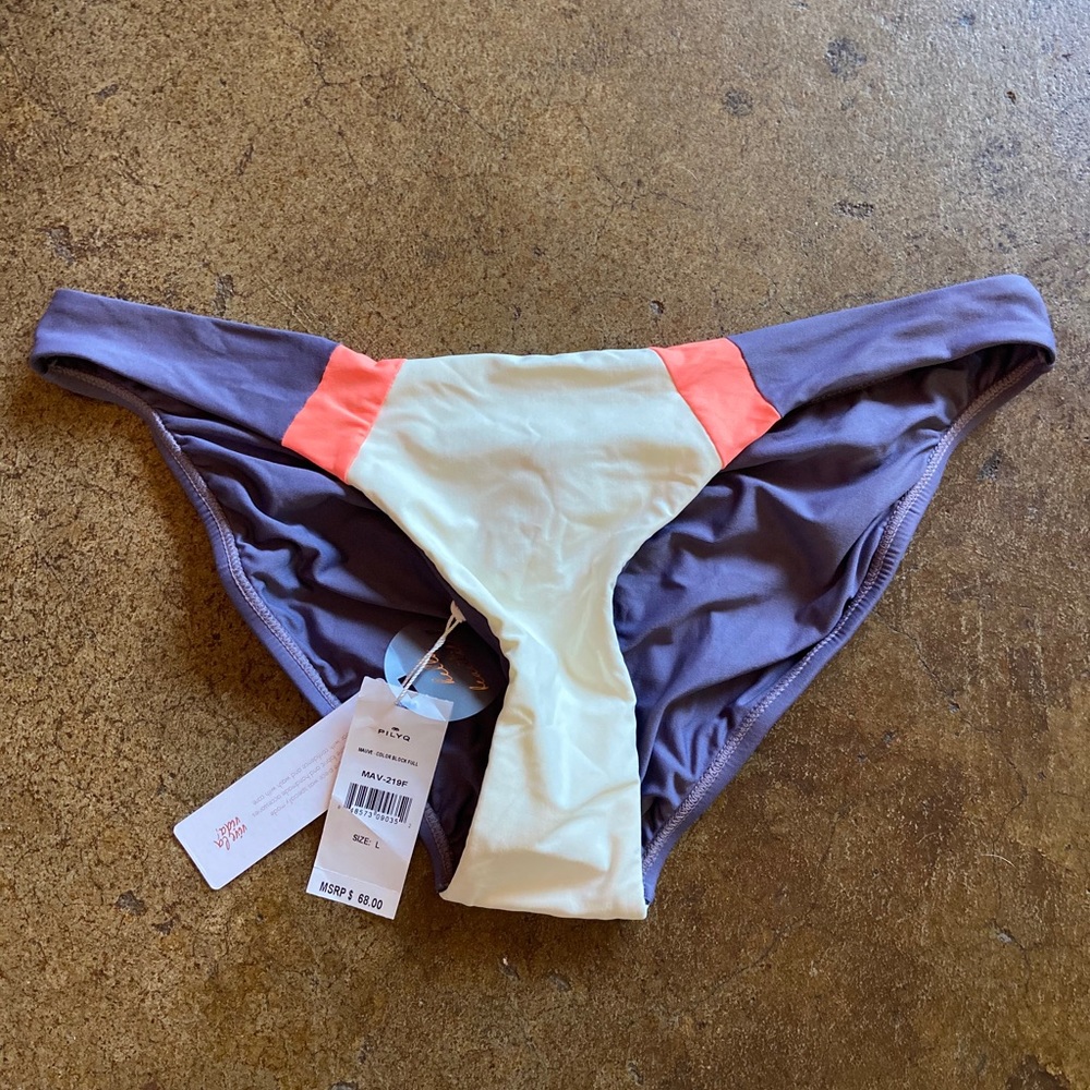 NWT Pilyq Colorblock Tri Bikini Bottoms Large